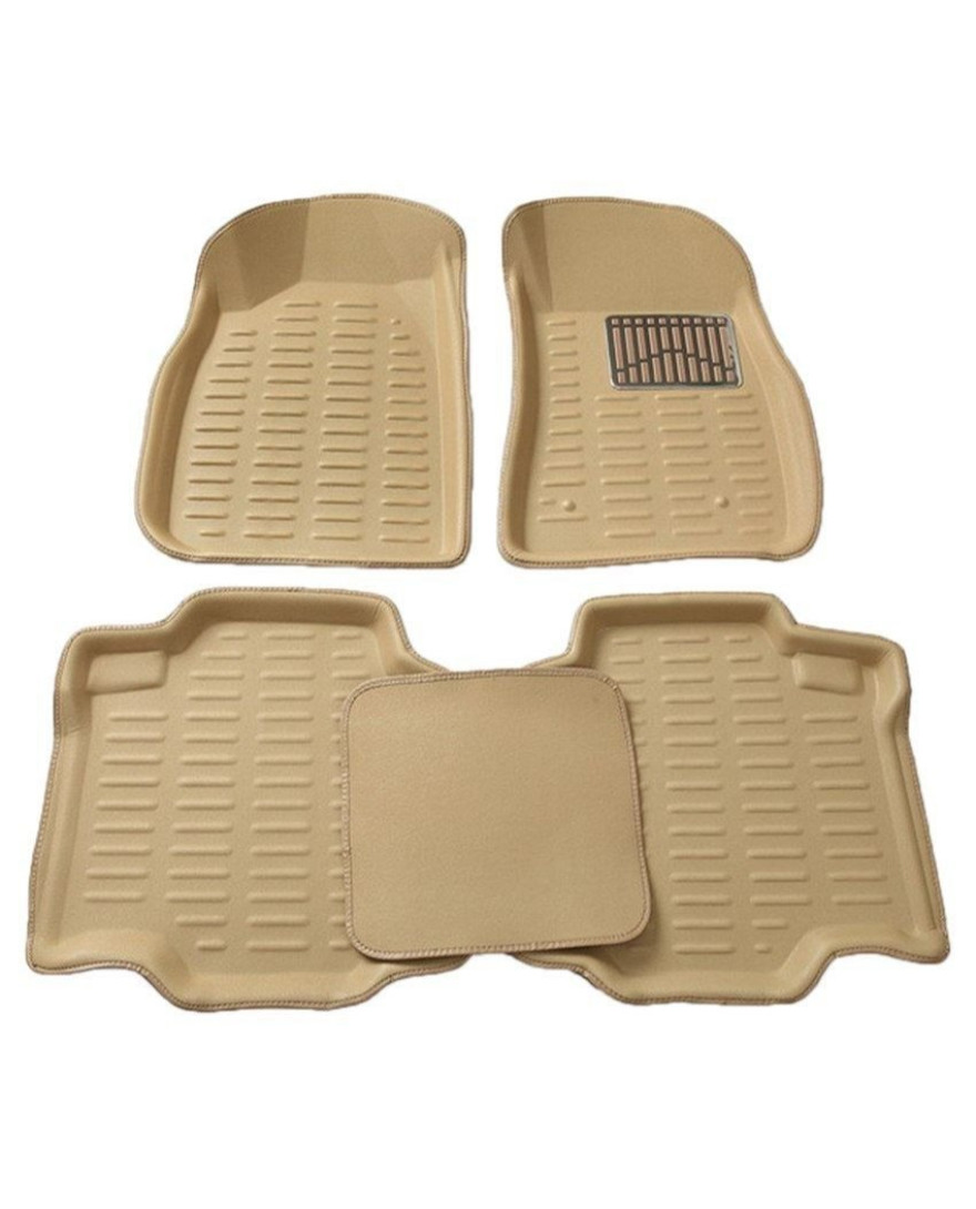 3D Kagu Floor Mat Compatible with KIA CARNIVAL 7 SEATS 2019 | Set of 4 Pcs | Custom Fit | BEIGE